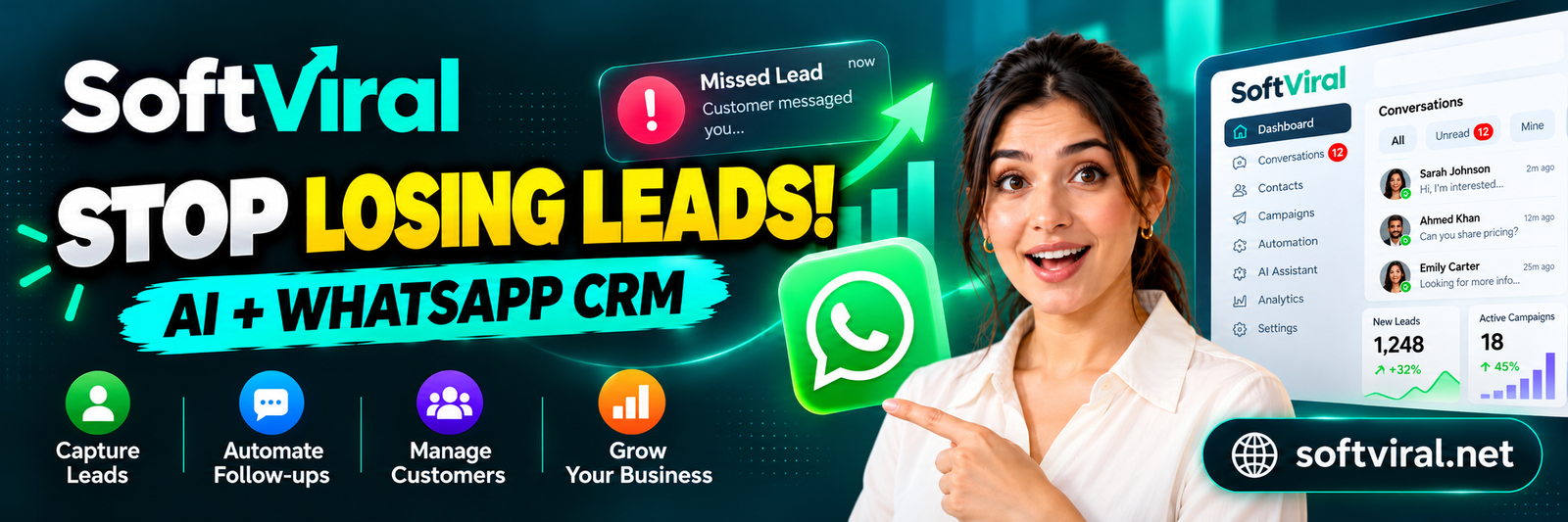 Stop Losing Leads. Turn Conversations Into Sales with SoftViral.